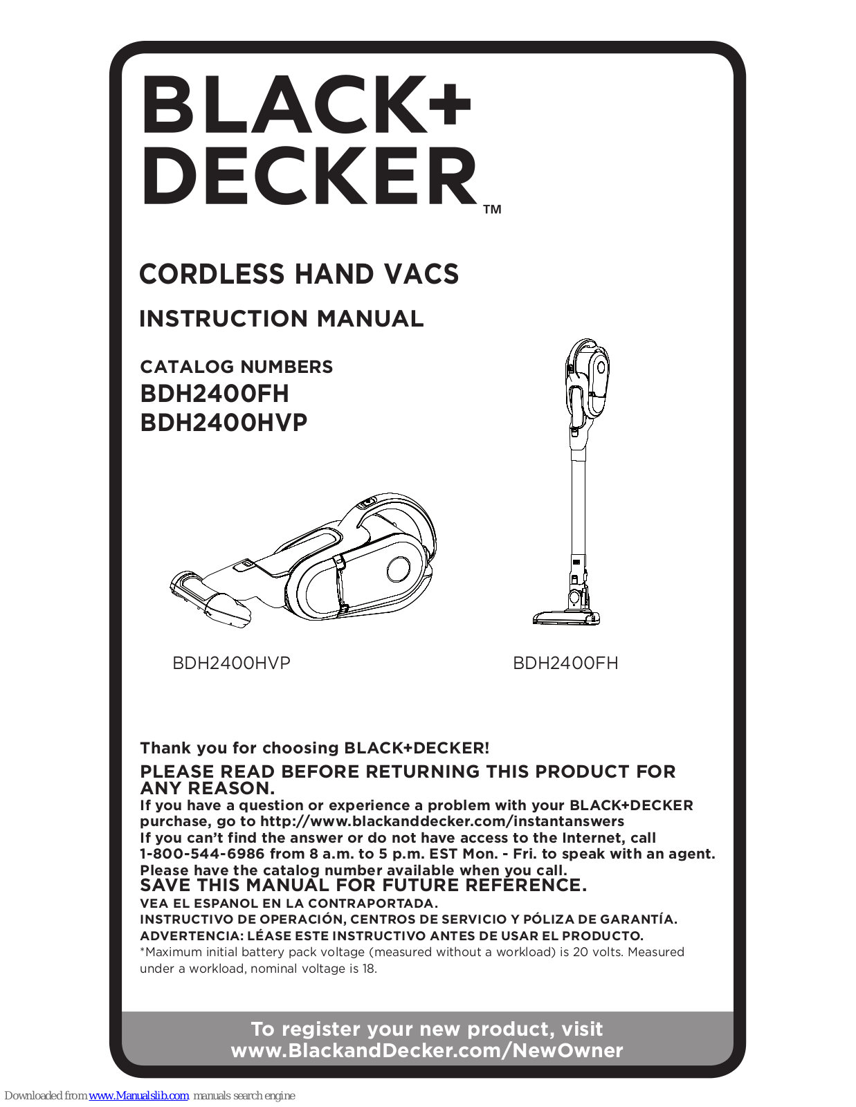 Black & Decker BDH2400FH, BDH2400HVP Instruction Manual