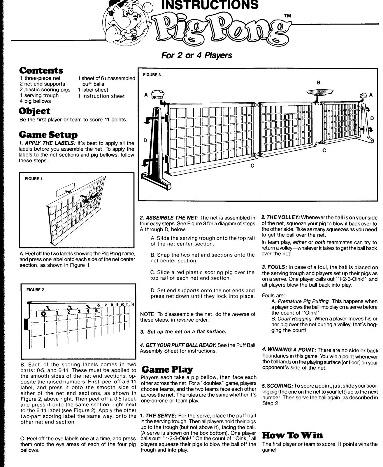 Hasbro PIG PONG User Manual