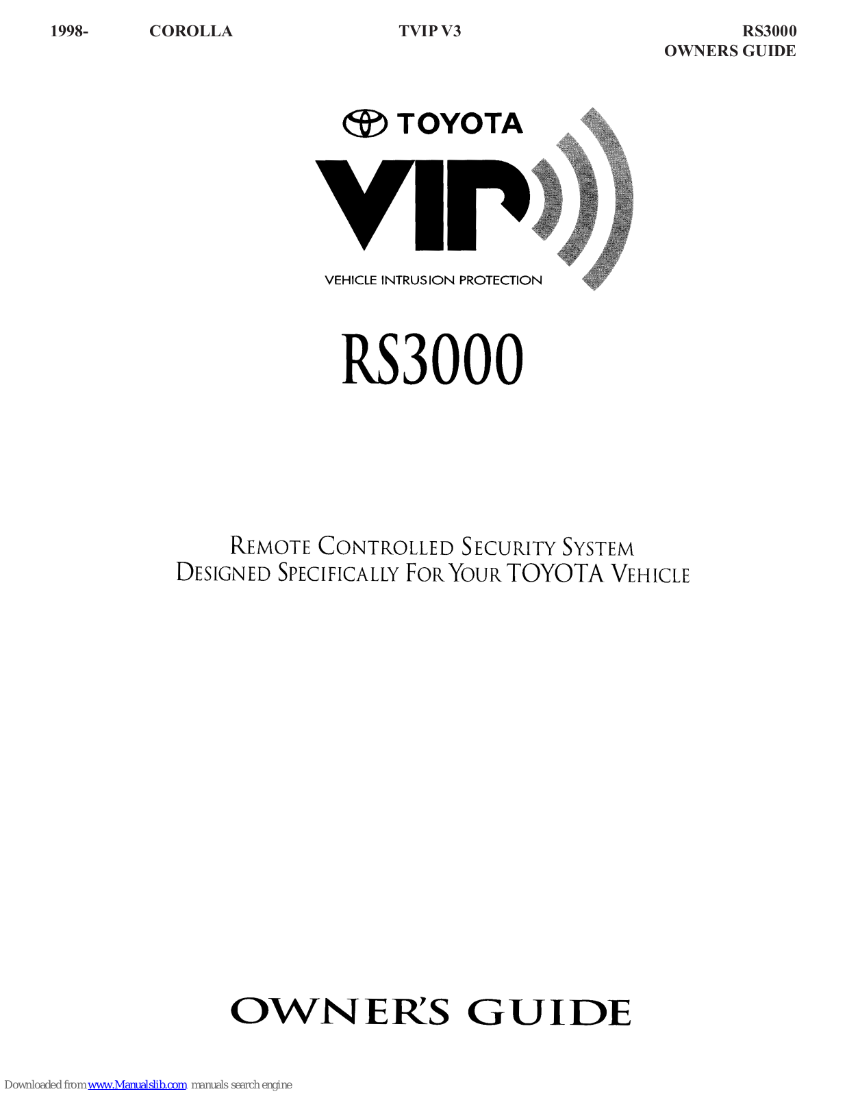 Toyota VIP RS3000, TVIP V3 Owner's Manual