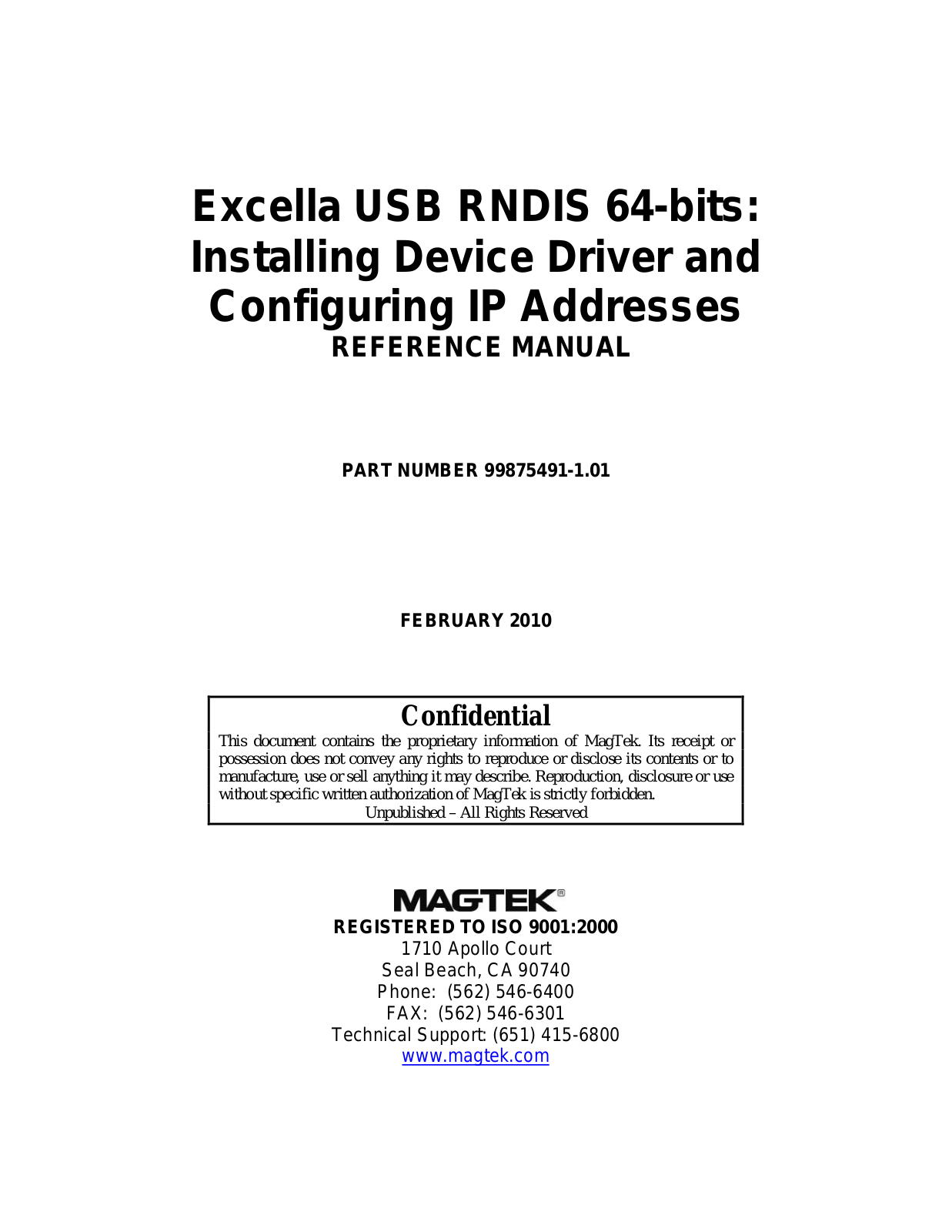 MagTek RNDIS99875491 User Manual