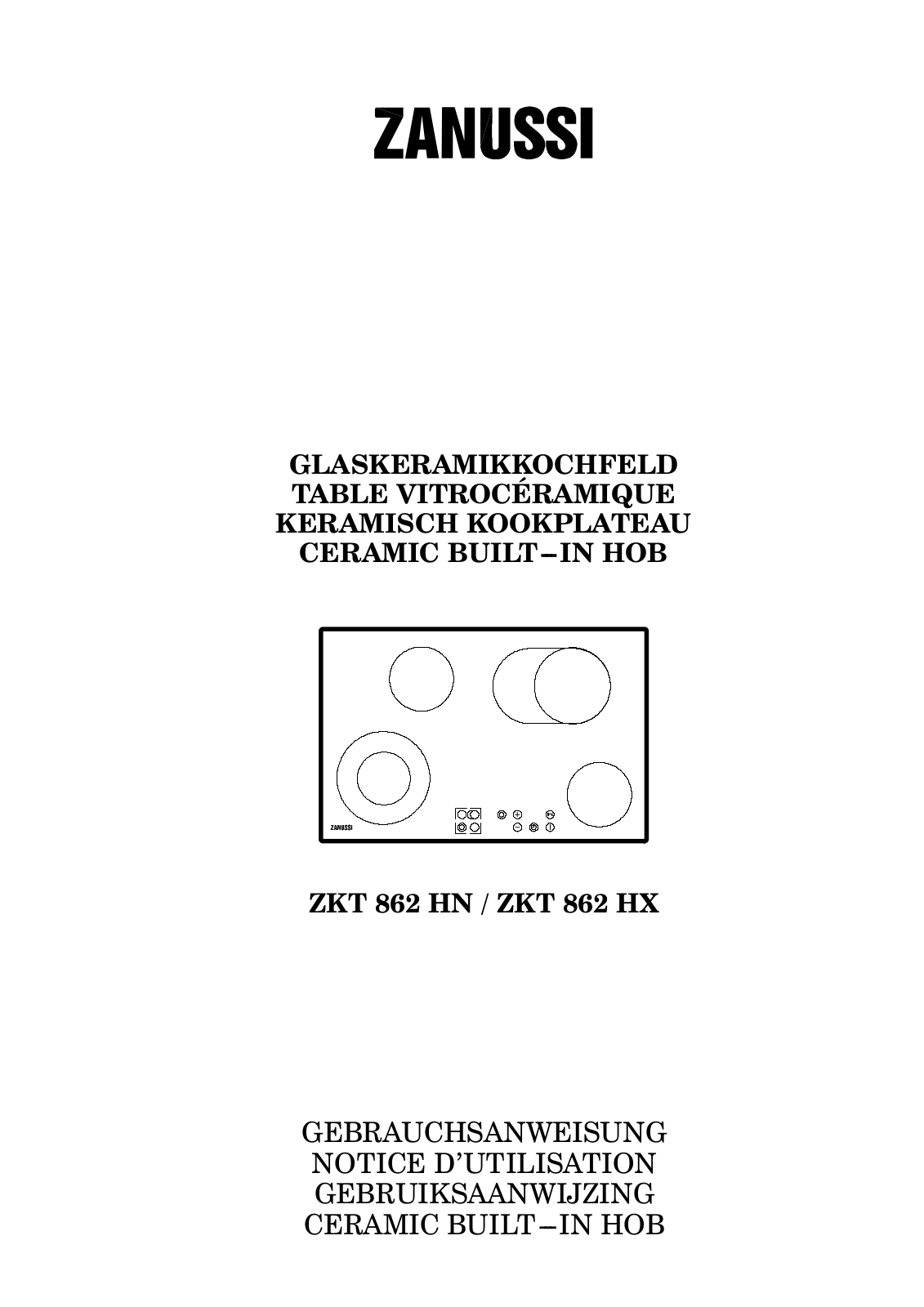 Zanussi ZKT862HX, ZKT862HN User Manual