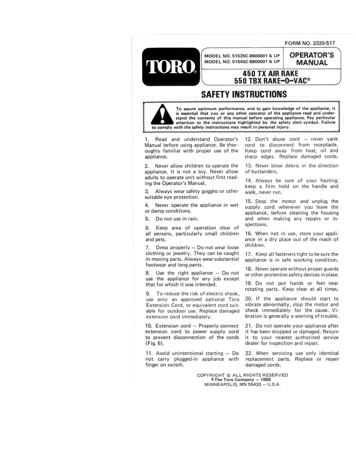 Toro 51535C, 51545C Operator's Manual