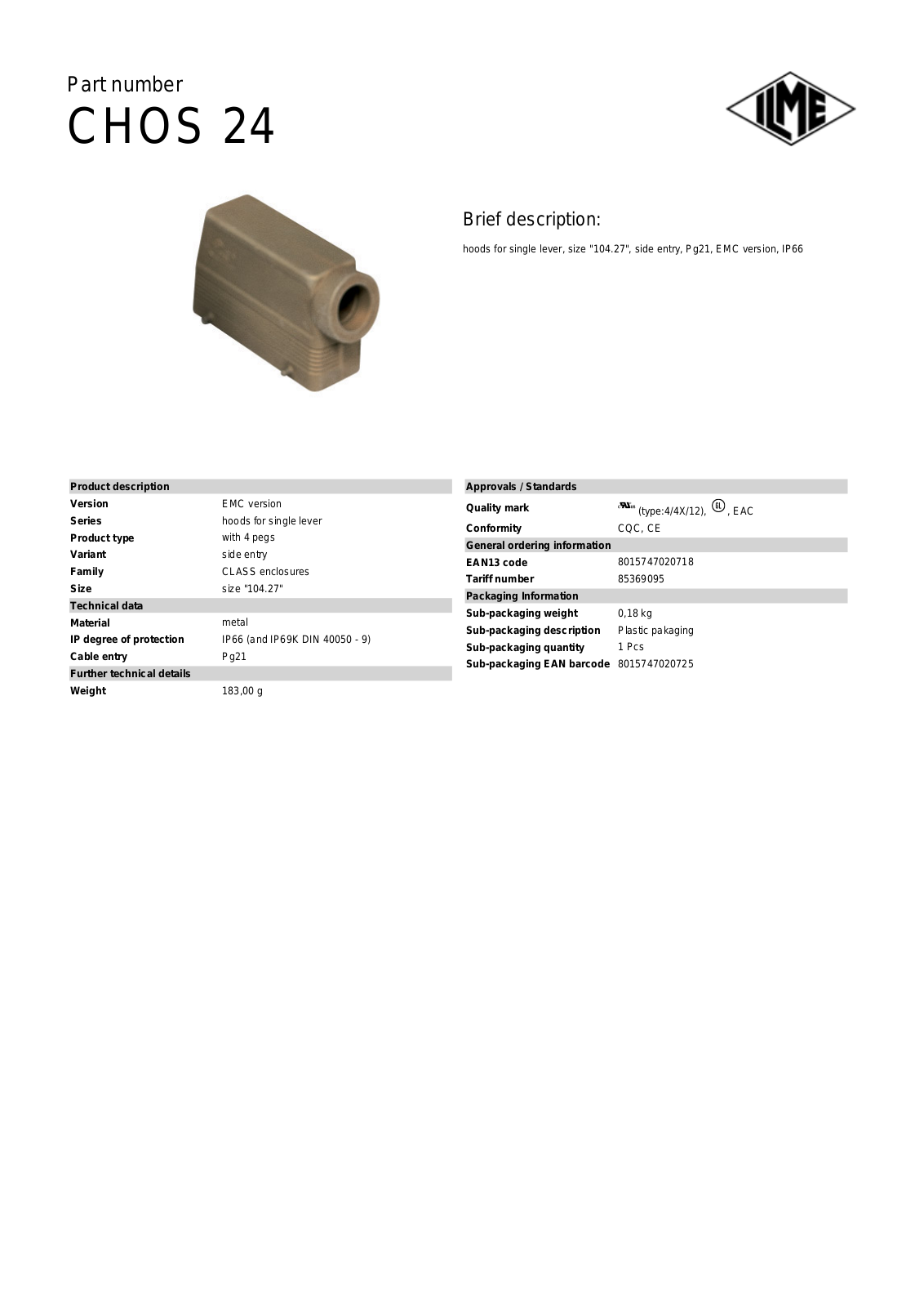 ILME CHOS-24 Data Sheet