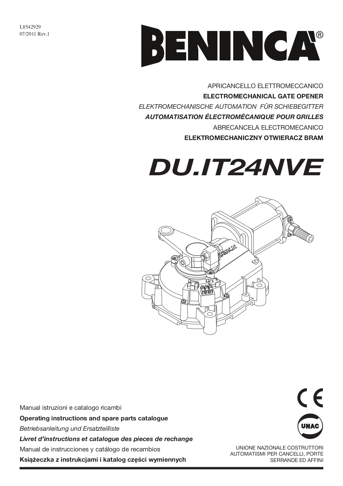 Beninca DU.IT24NVE User Manual