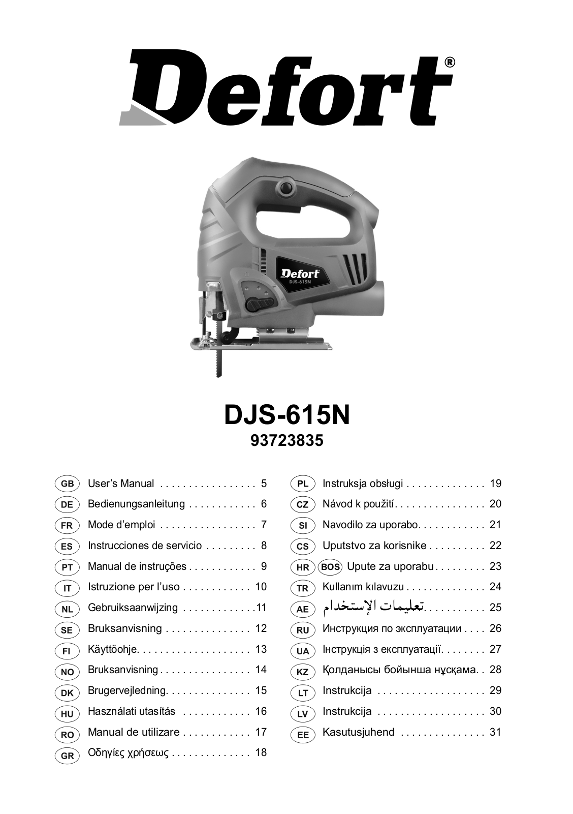 Defort DJS-615N User Manual