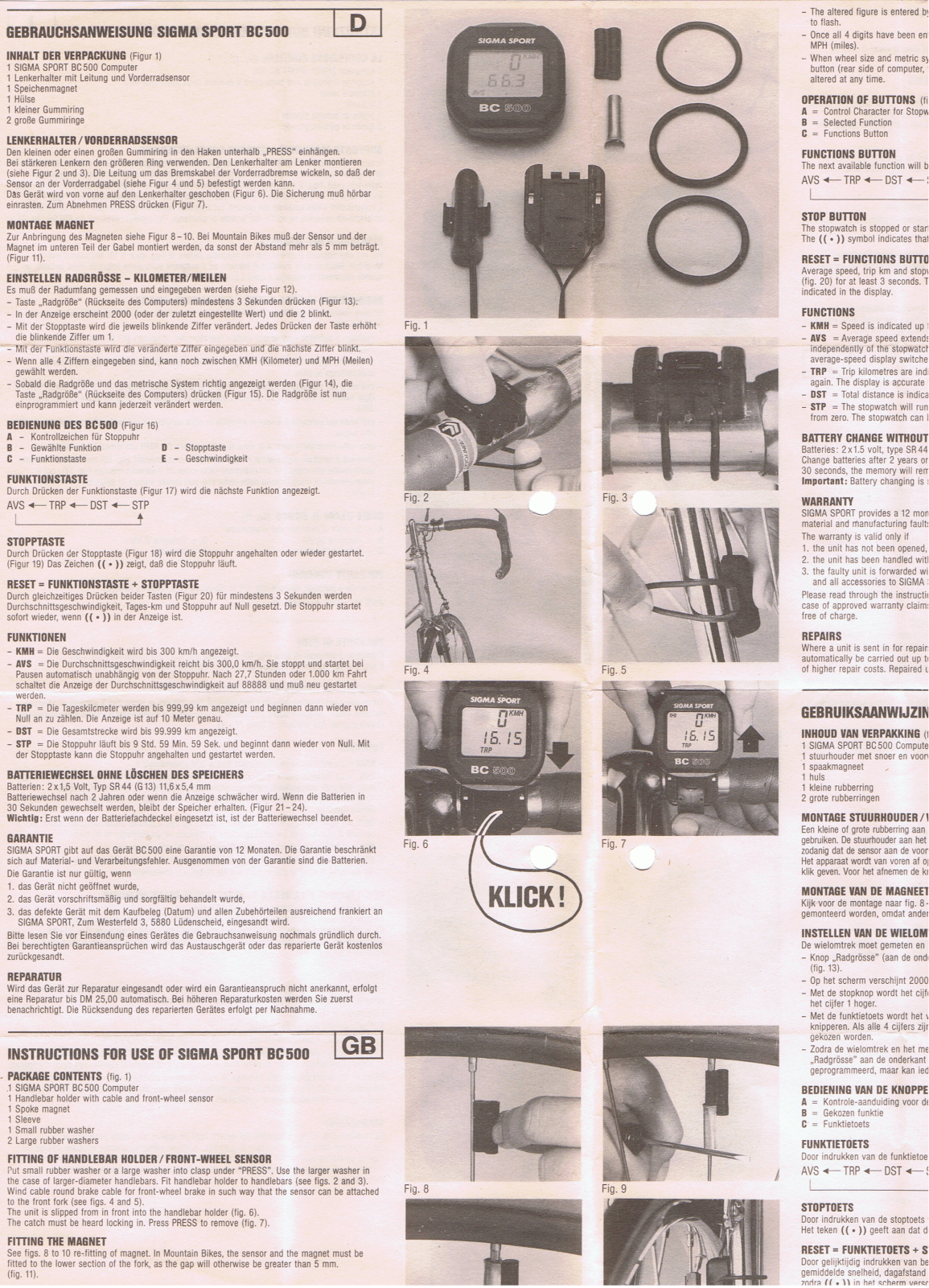 Sigma BC 500 User manual