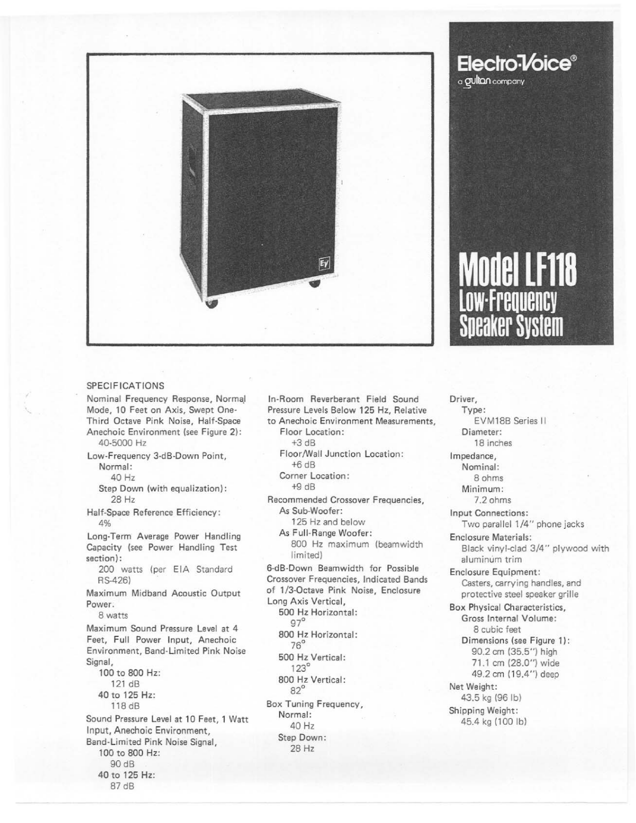 Electro-Voice LF118 User Manual