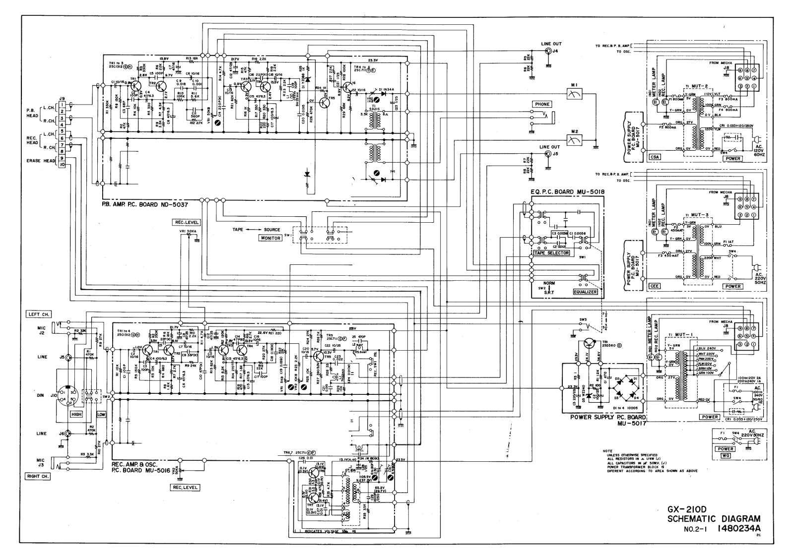 Akai GX 210D Schematic