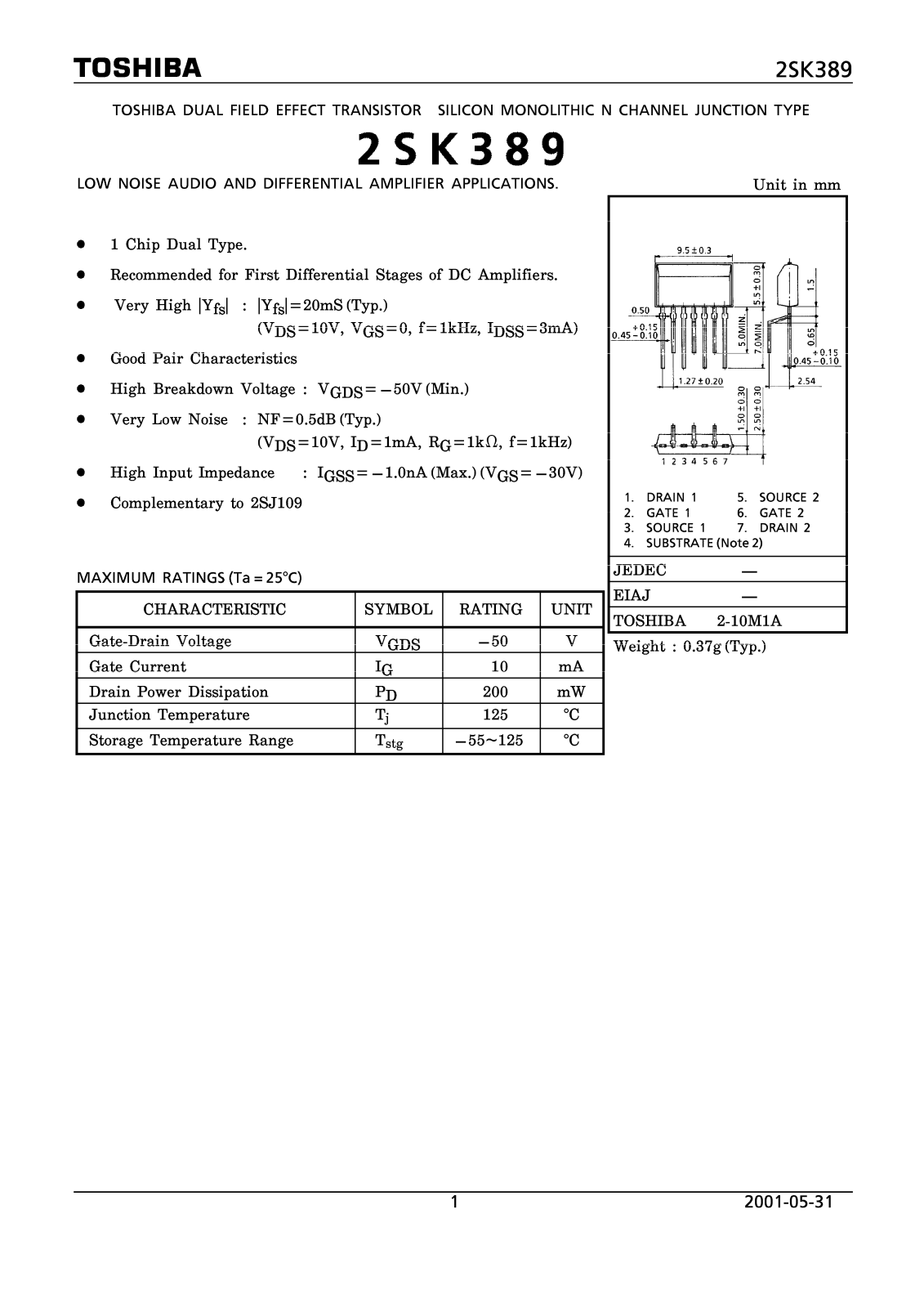 Datasheet 2SK389GR Specification - ManualMachine.com