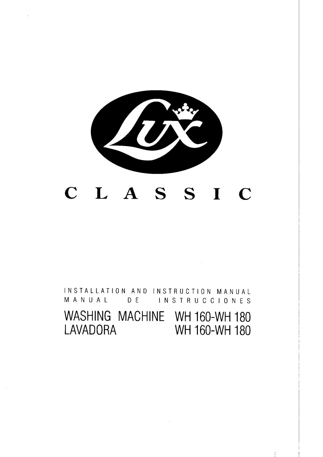 Lux WH160, WH180 User Manual