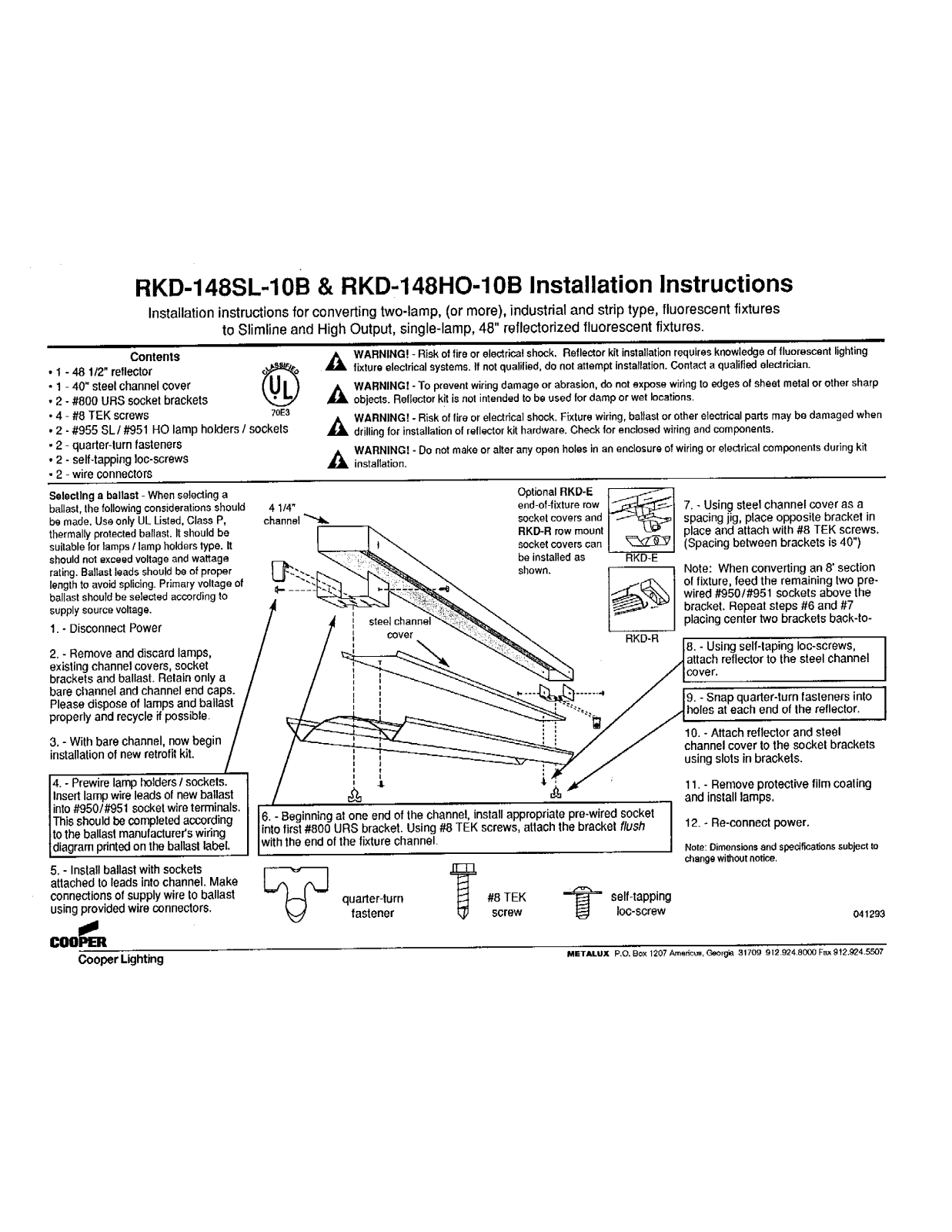 Cooper Lighting RKD-148SL-10B User Manual