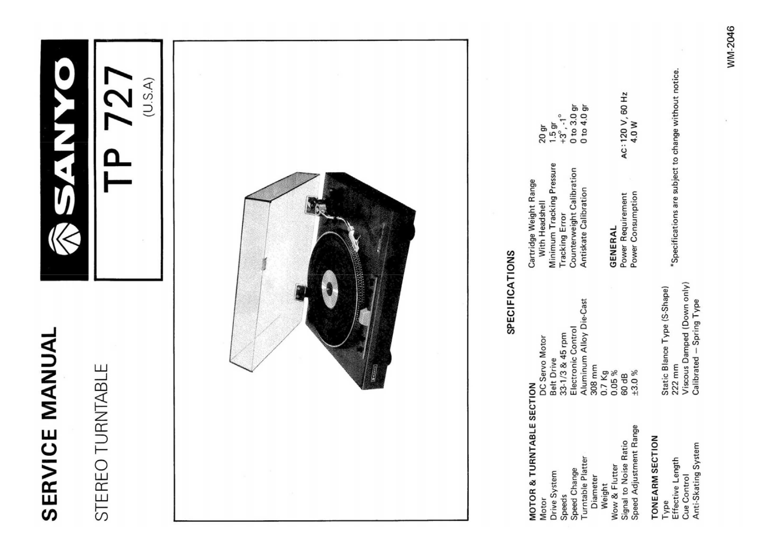 Sanyo TP-727 Service Manual