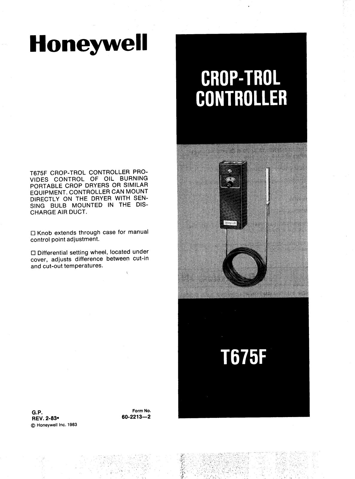 Honeywell T675F User Manual