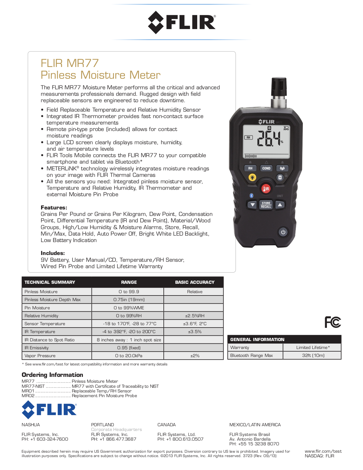 FLIR MR77 Specifications