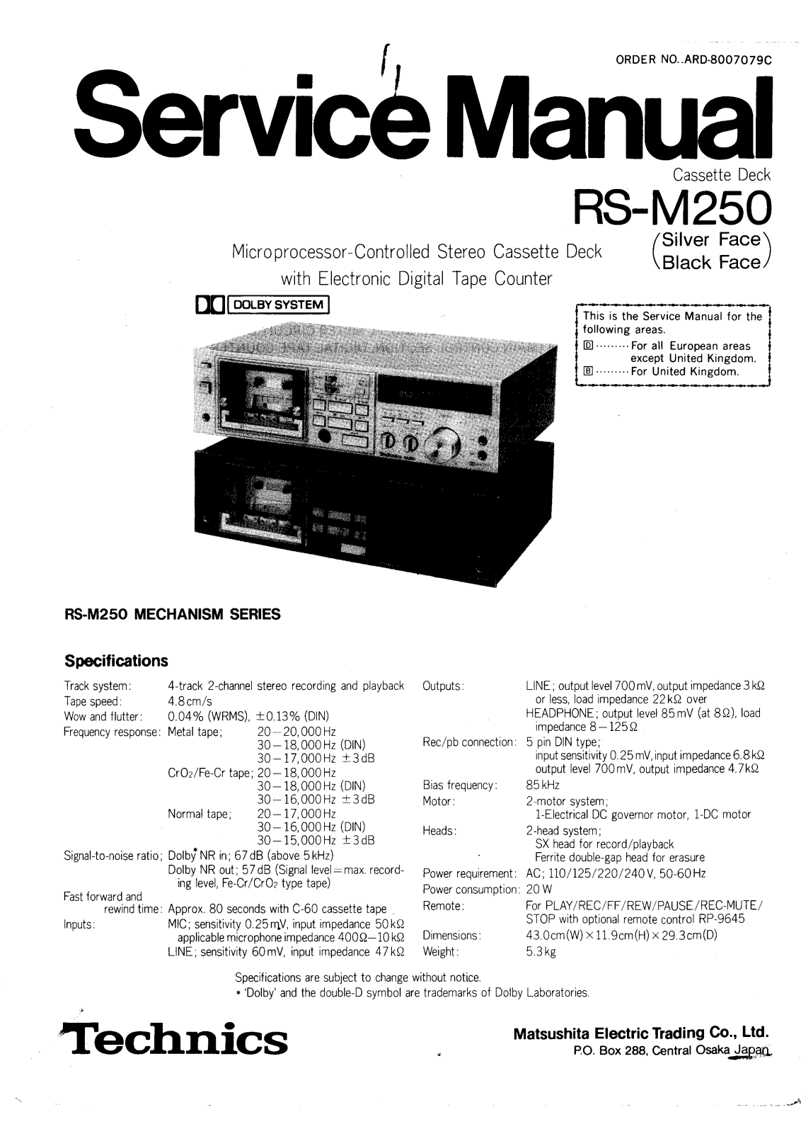 Technics RSM-250 Service manual