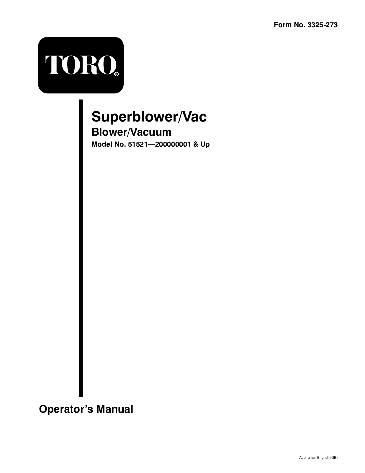 Toro 51521 Operator's Manual