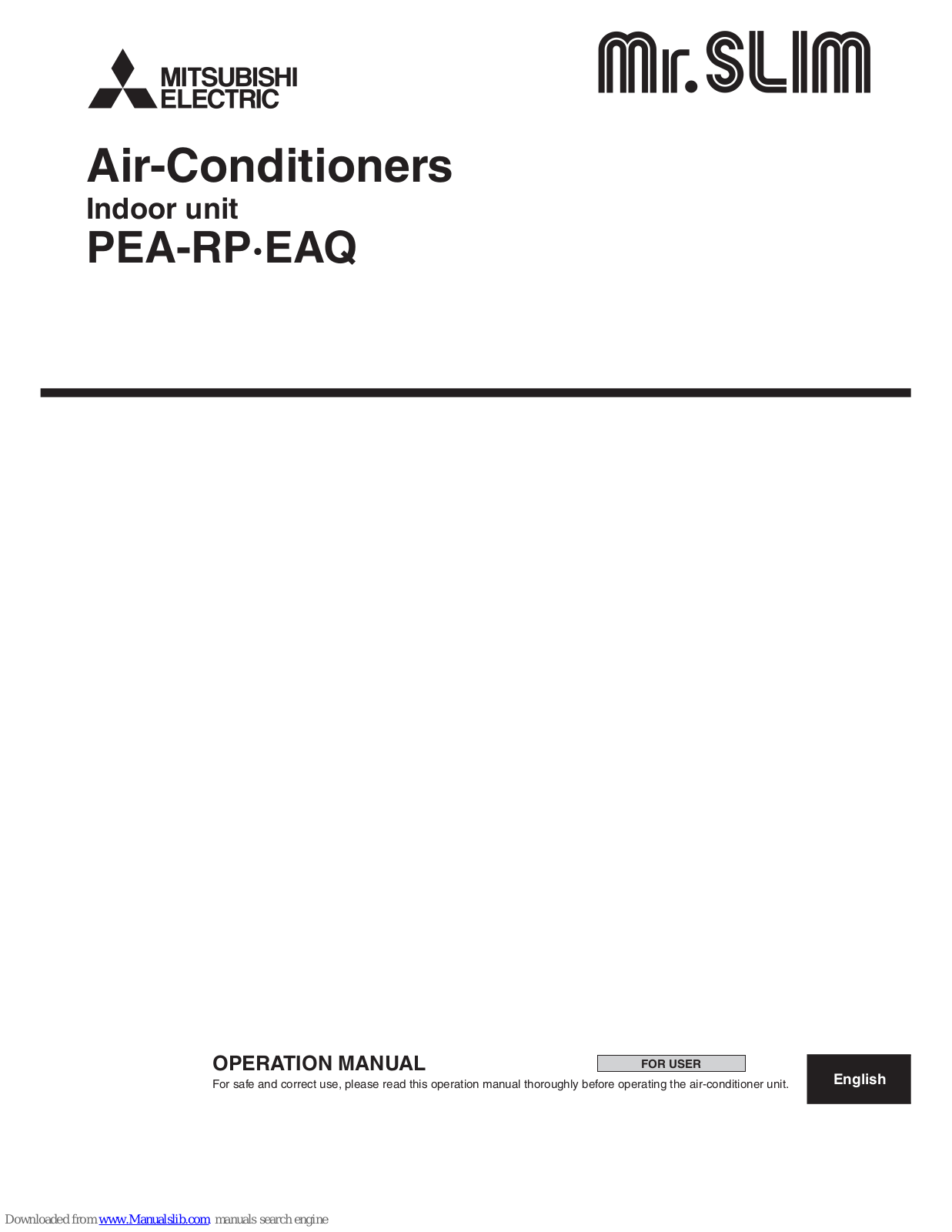 Mitsubishi Electric PEA-RP, PEA-EAQ Operating Instructions Manual