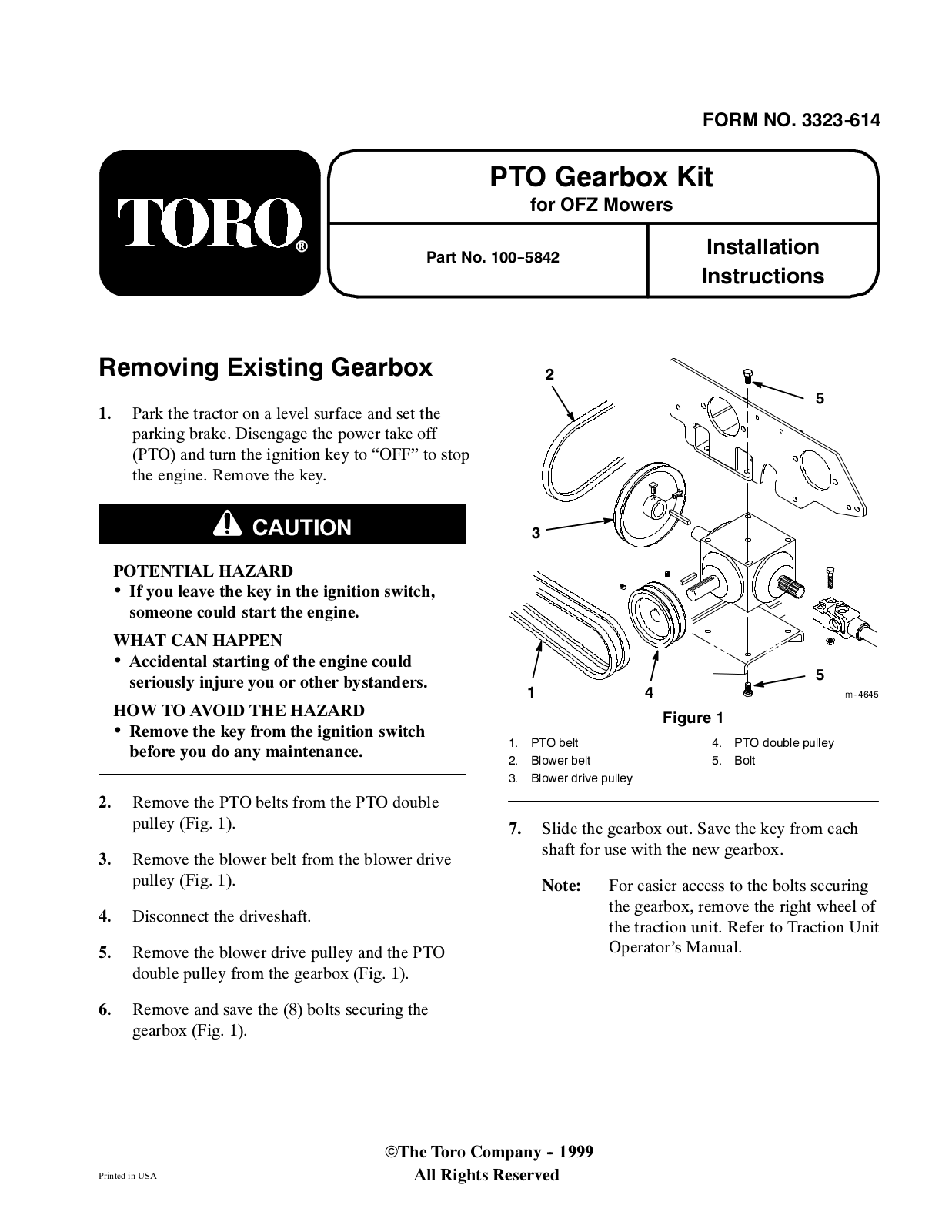 Toro 100-5842 Installation Instructions