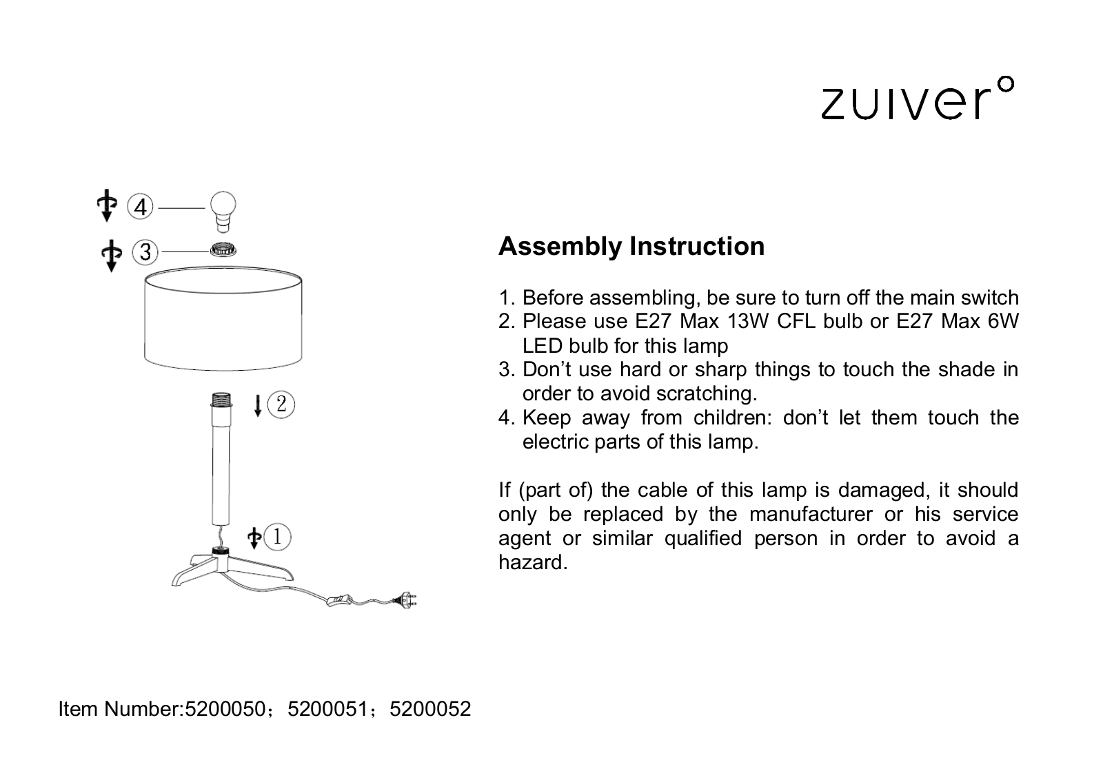 Zuiver ZIVE1400 Installation & Assembly - ManualMachine.com