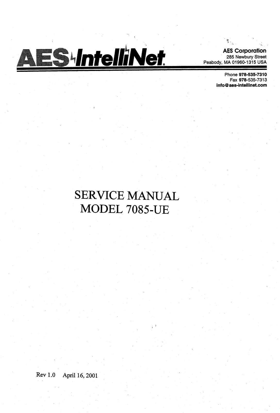 AES 7085 UE User Manual