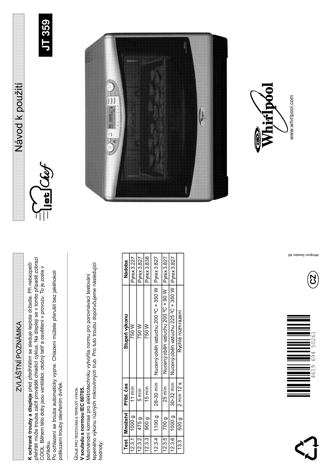 Whirlpool JT 359 AL User Manual