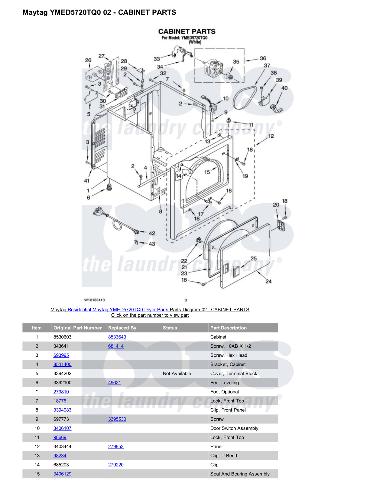 Maytag YMED5720TQ0 Parts Diagram