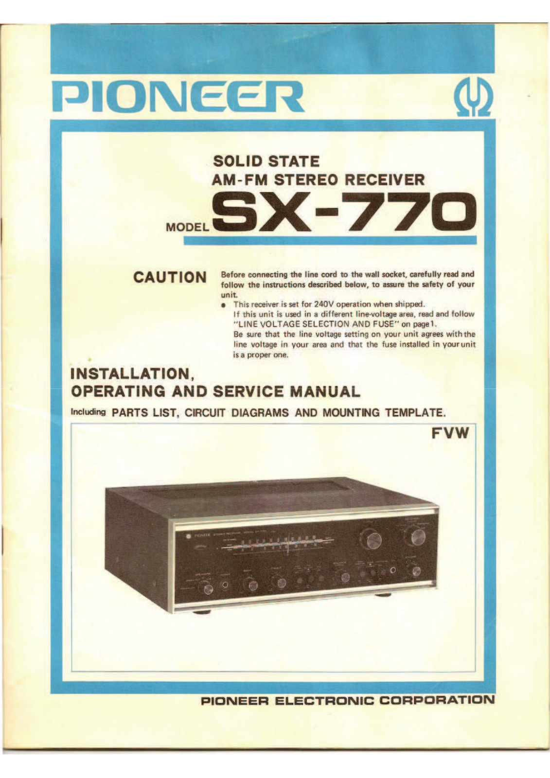 Pioneer SX-770 Service  Manual