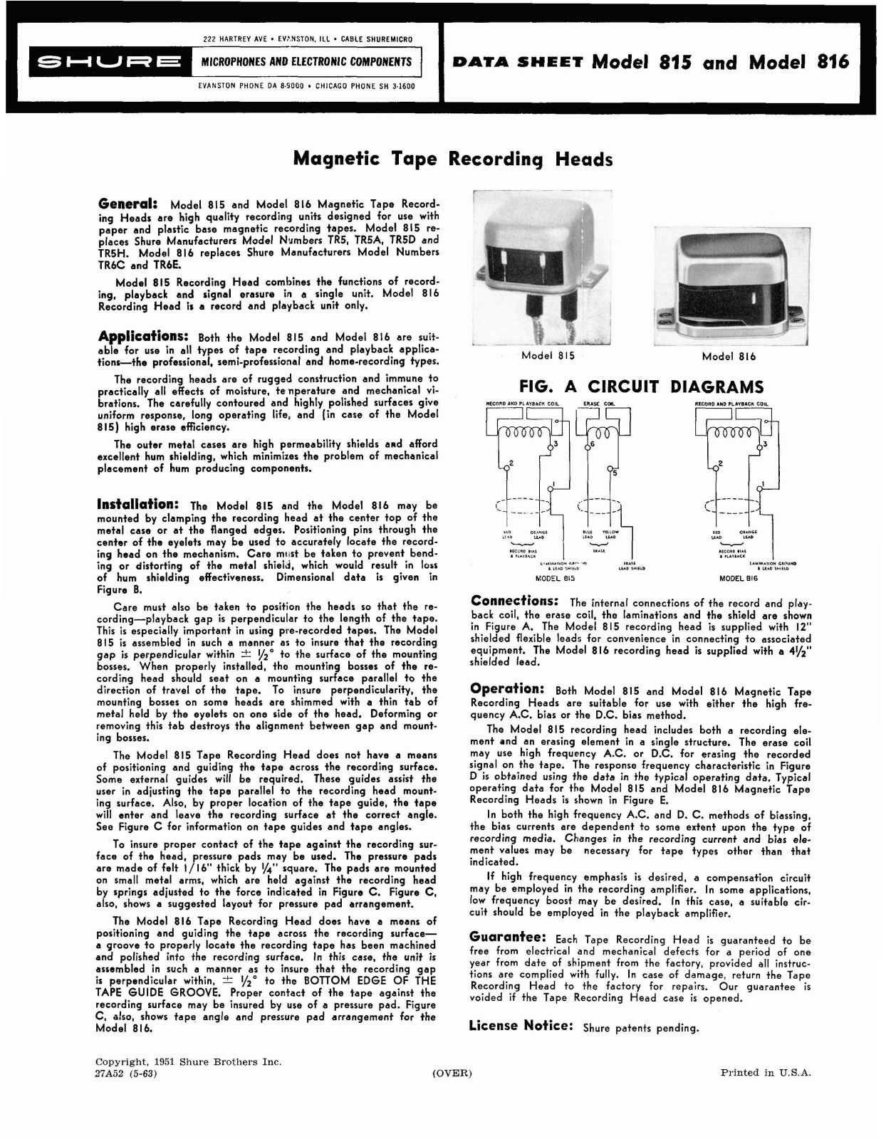 Shure 815, 816 User Guide - ManualMachine.com