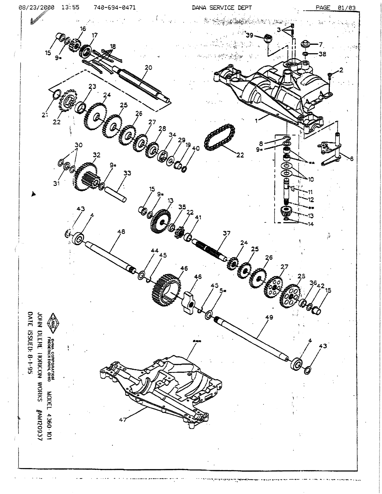 Dana 4360-101 Parts List