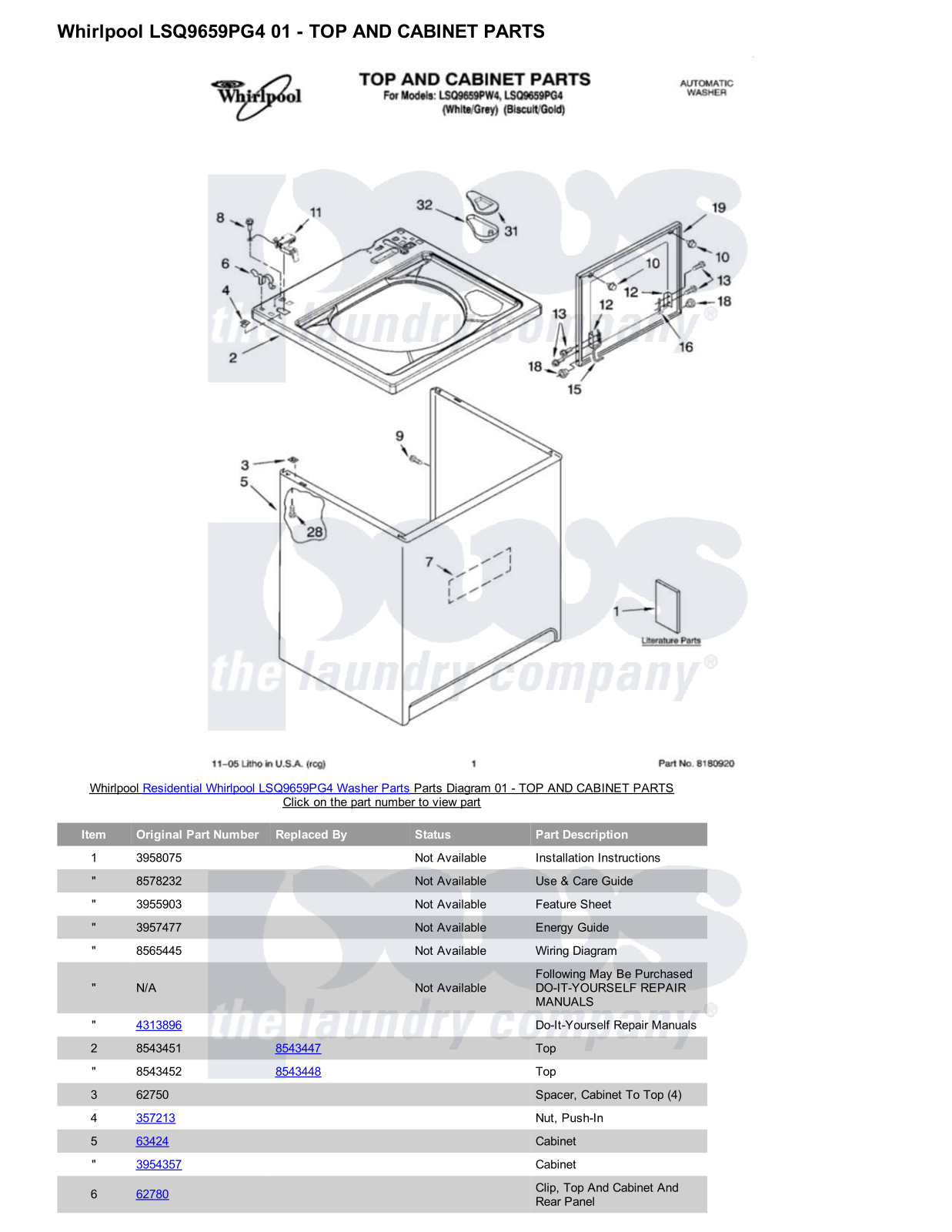 Whirlpool LSQ9659PG4 Parts Diagram