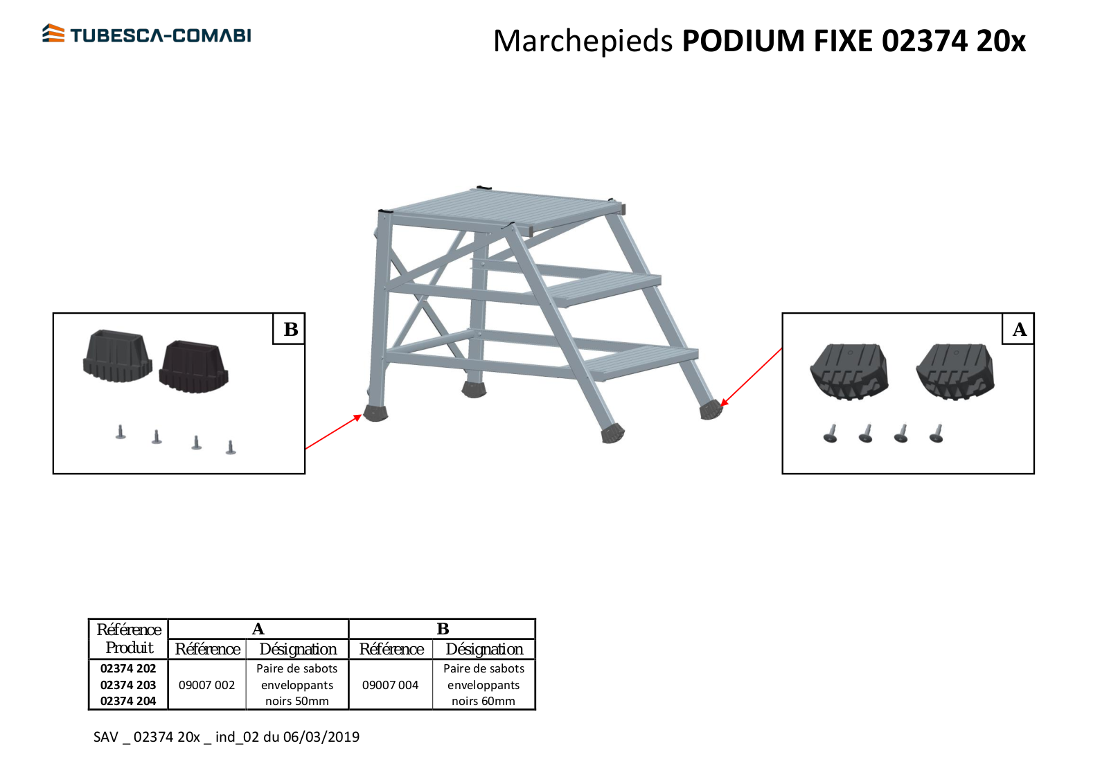 Tubesca 02374 202, 02374 203, 02374 204, PODIUM FIXE Specification - ManualMachine.com