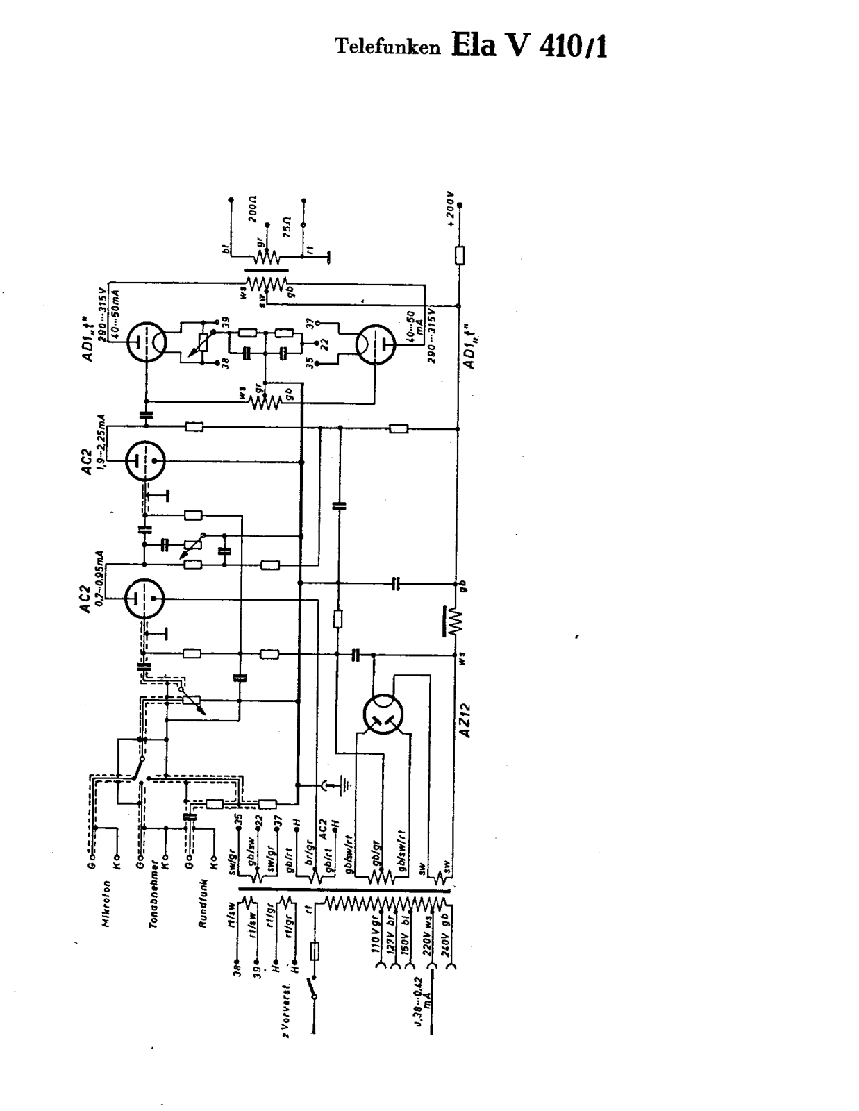 Telefunken Ela-V410-1 Schematic