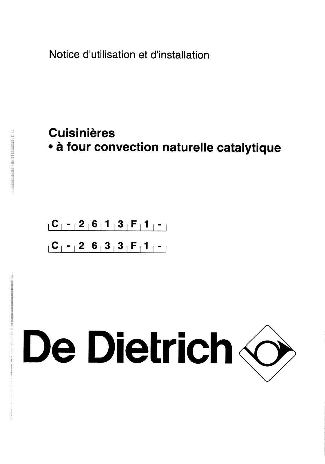 De dietrich CD2613F1 User Manual