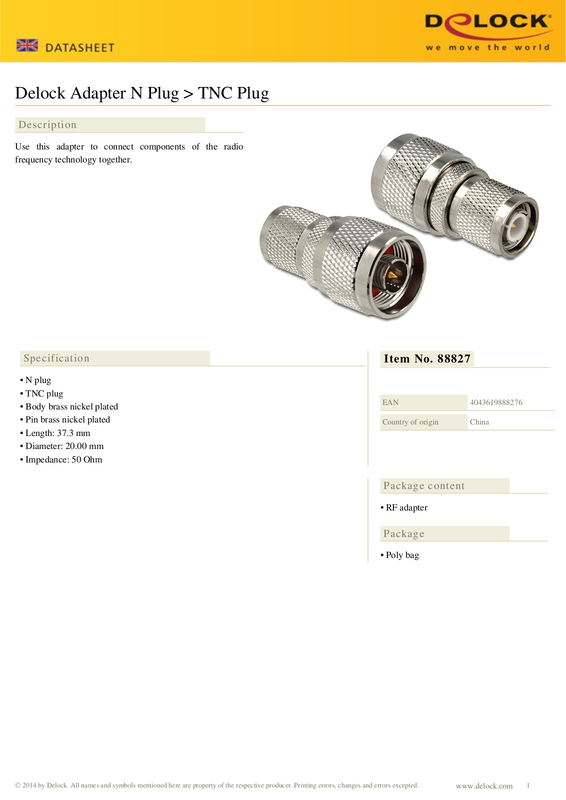 DELOCK 88827 Datasheet - ManualMachine.com