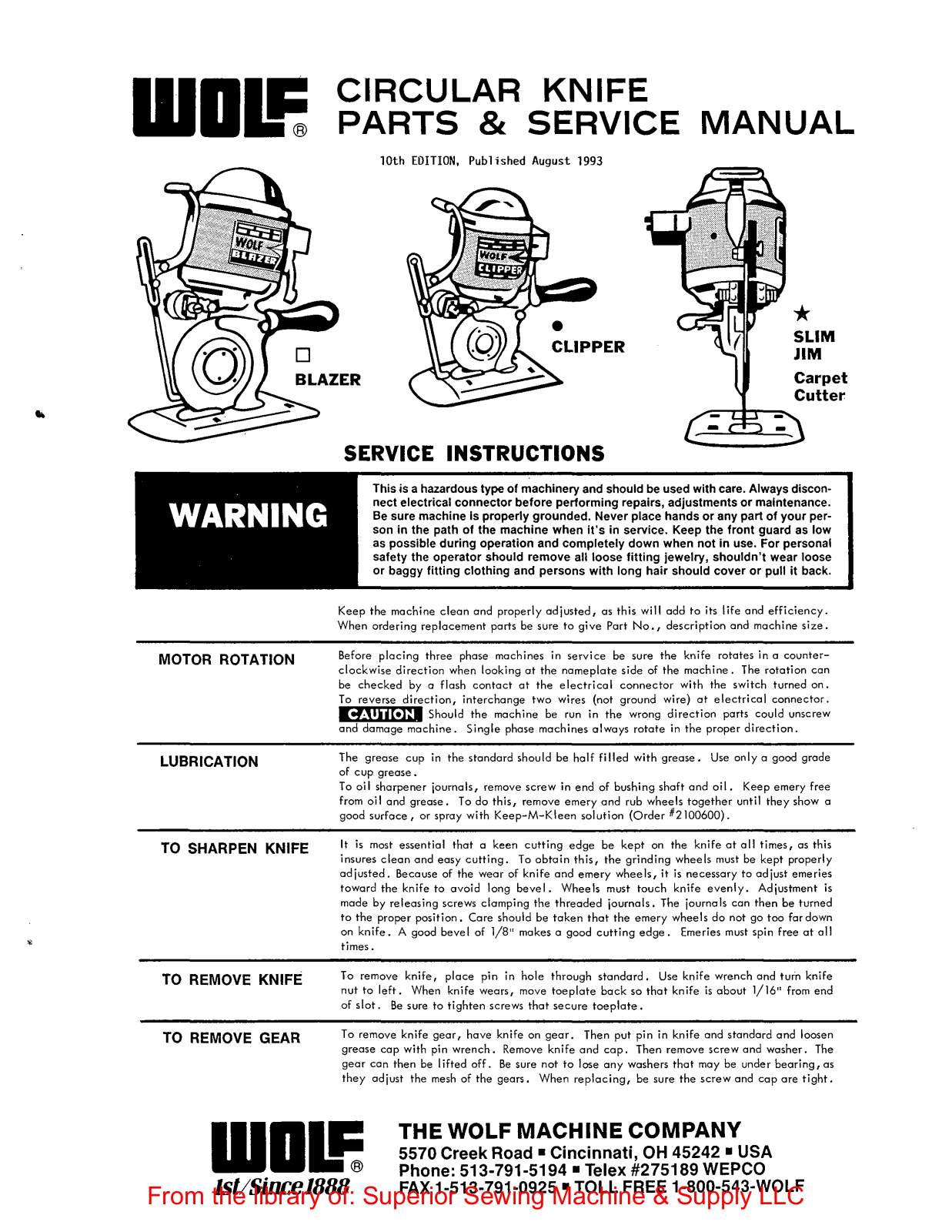 Wolf Blazer, Clipper, Slim Jim User Manual - ManualMachine.com