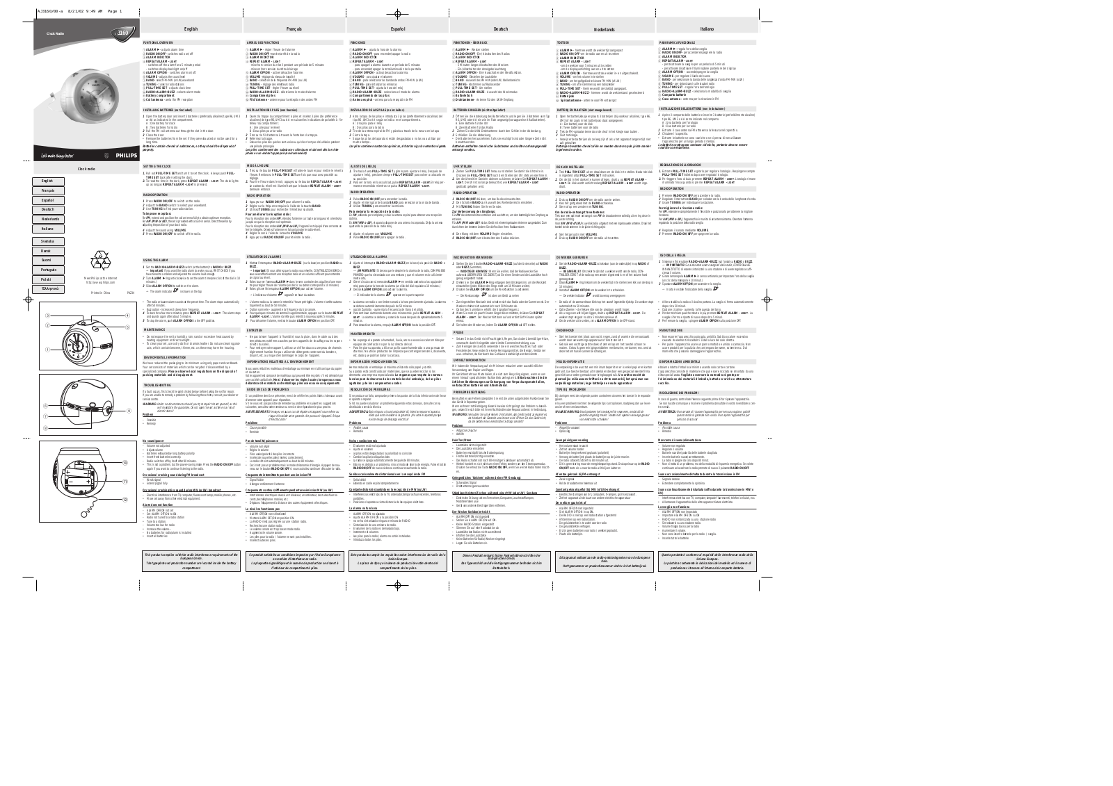 Philips AJ3160, AJ3160/00C User Manual