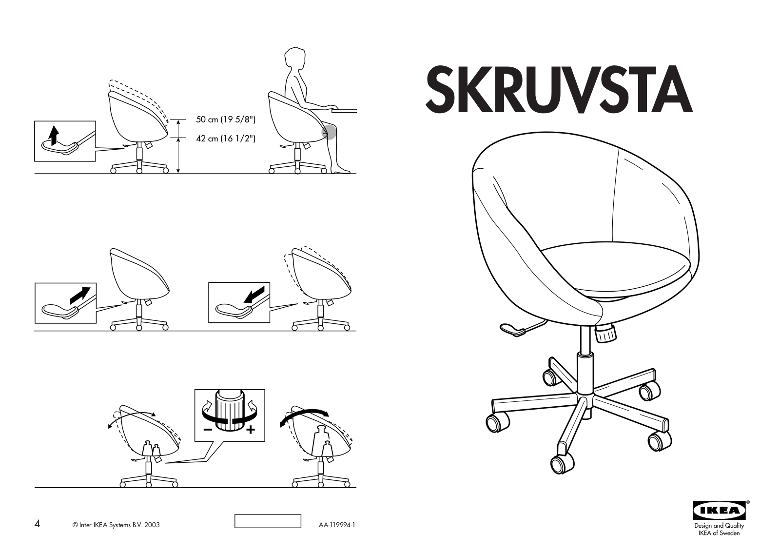 IKEA SKRUVSTA SWIVEL CHAIR Assembly Instruction