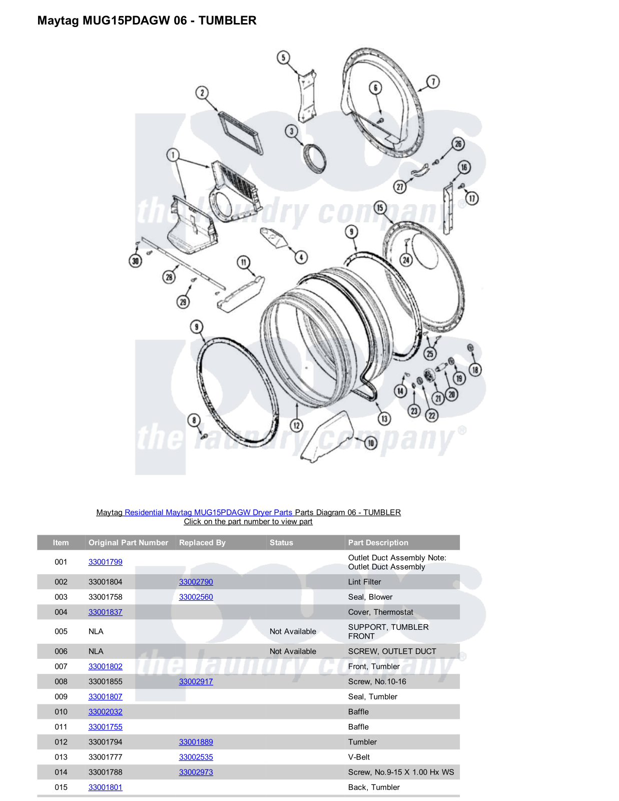 Maytag MUG15PDAGW Parts Diagram