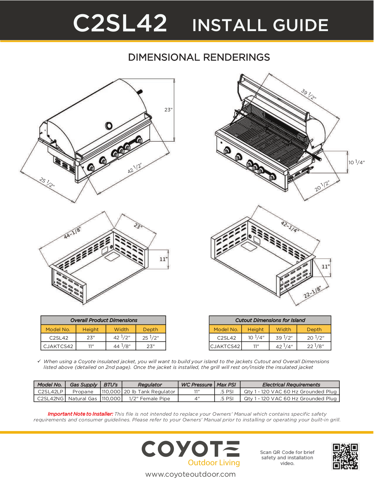 Coyote C2SL42NG, C2SL42LP Installation Guide