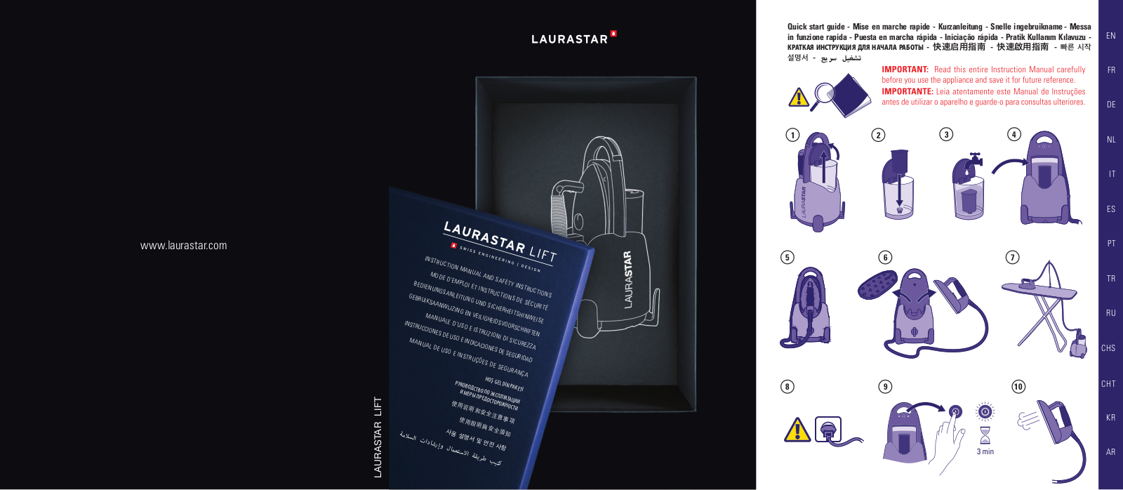 LAURASTAR LIFT XTRA TITANIUM, LIFT PLUS PINKY POP, LIFT XTRA ALUMINIUM User Manual