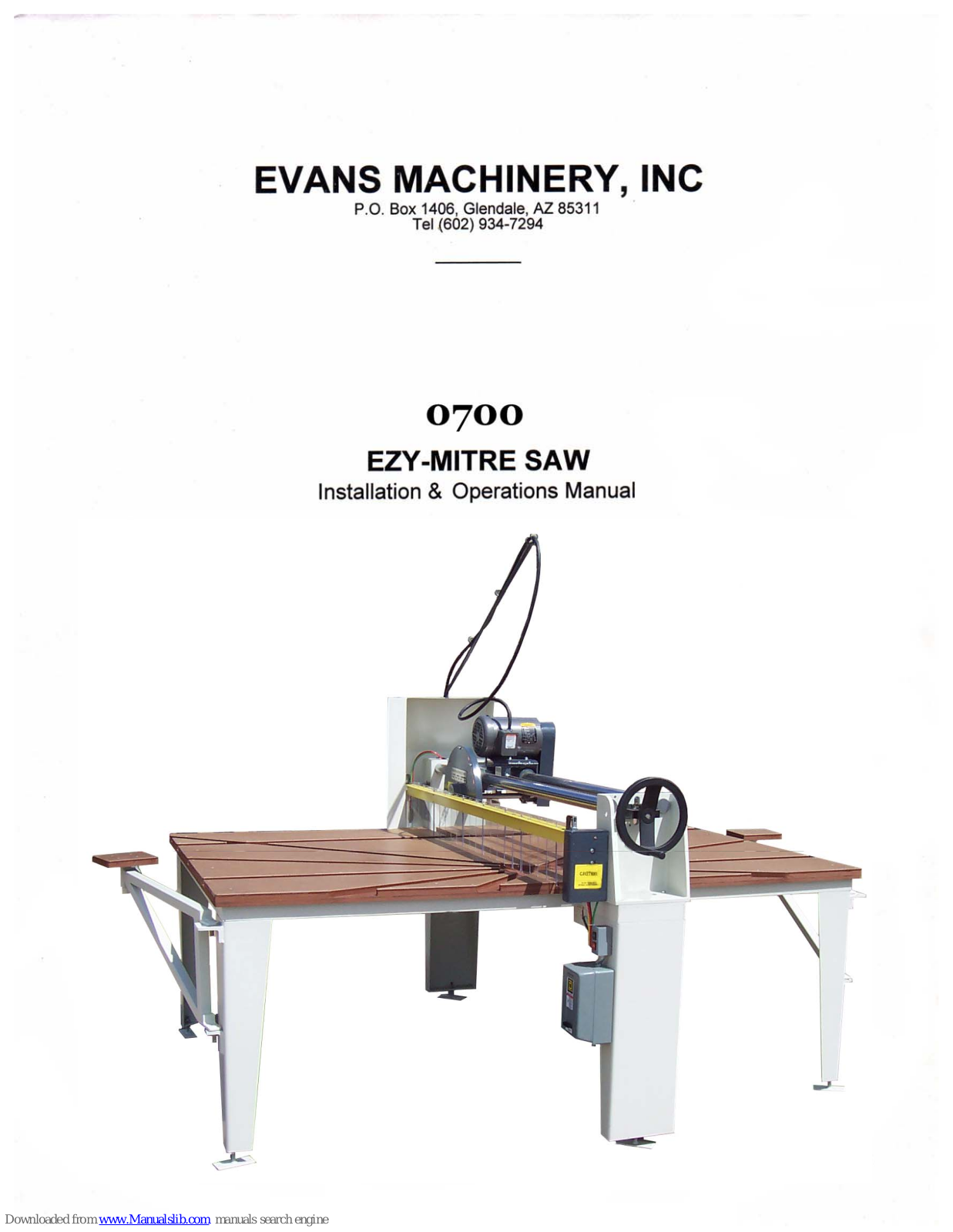 Evans 0700 Installation & Operating Instructions Manual - ManualMachine.com