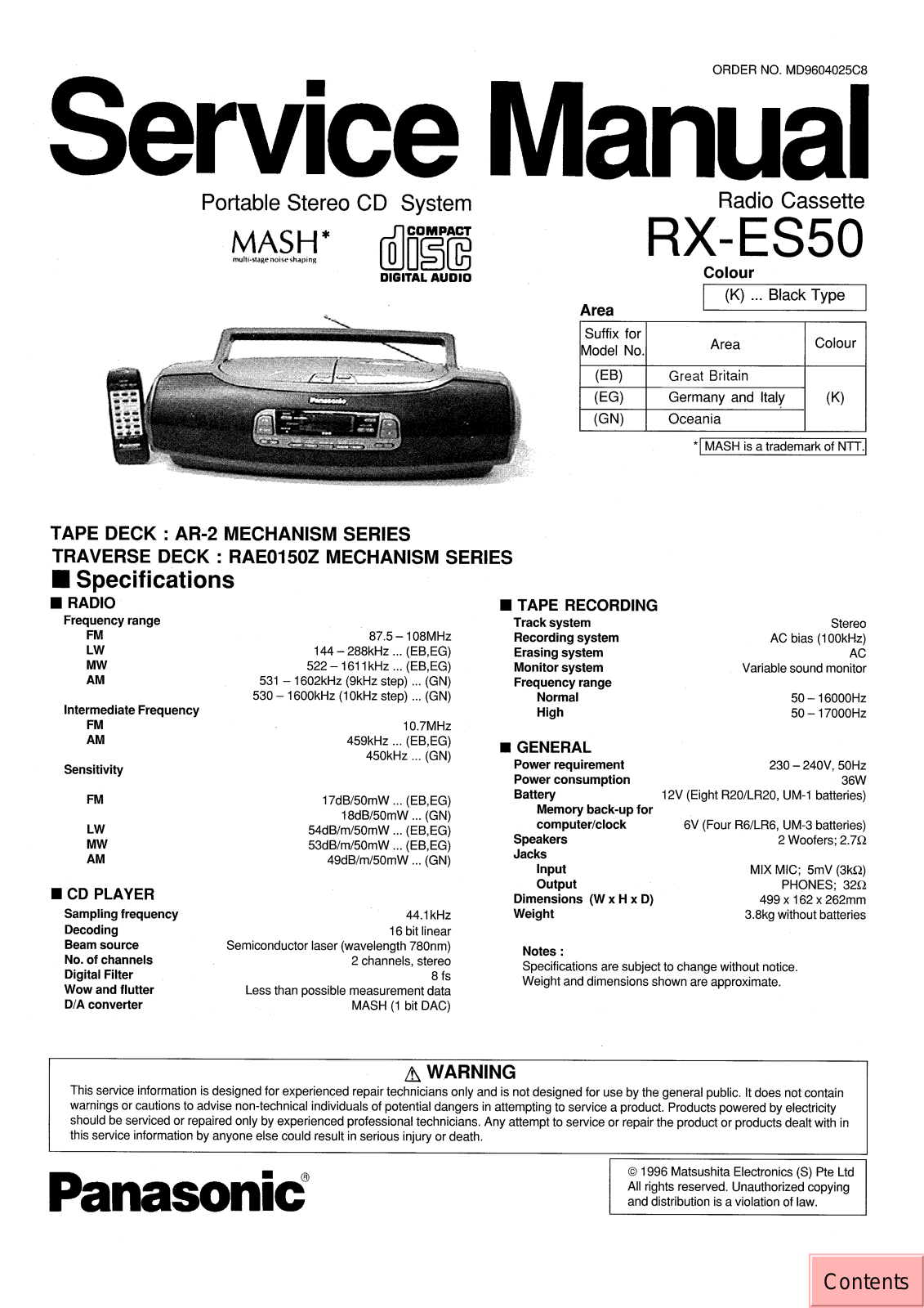 JVC RX ES50 EB, RX ES50 EG, RX ES50  GN Service Manual