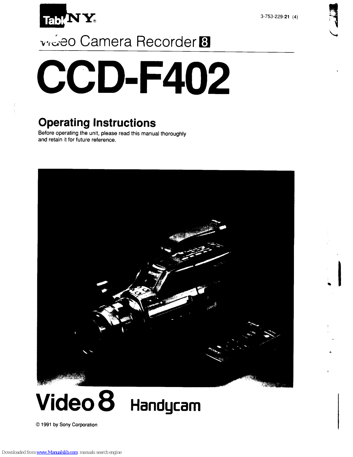 Sony Video8 Handycam CCD-F402 User Manual