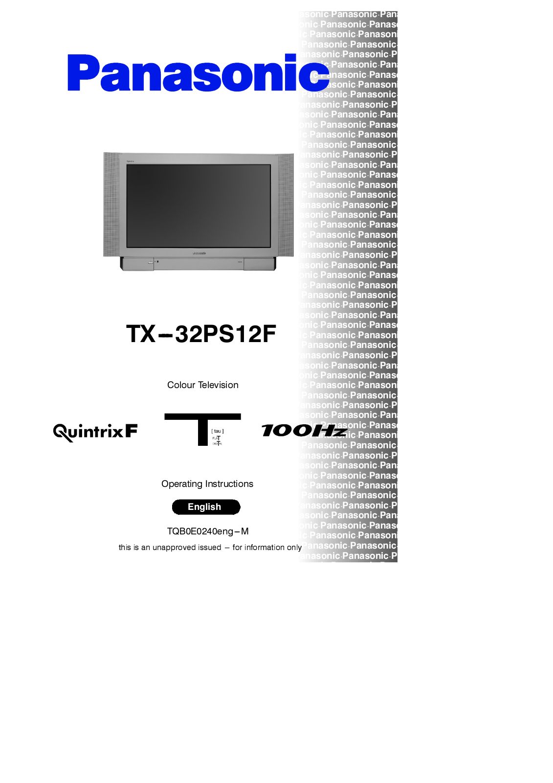 Panasonic TX-32PS12F User Manual