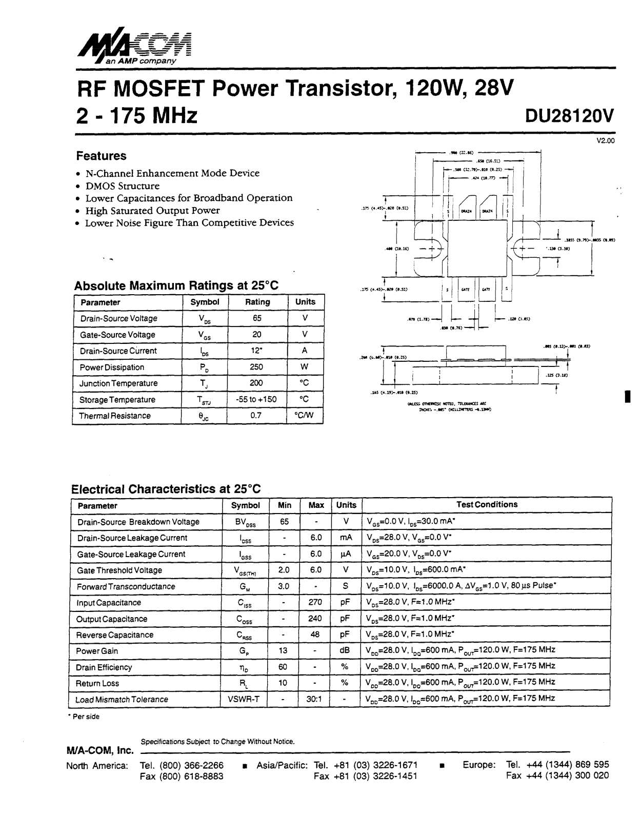 Datasheet DU28120V Datasheet (MACOM) - ManualMachine.com