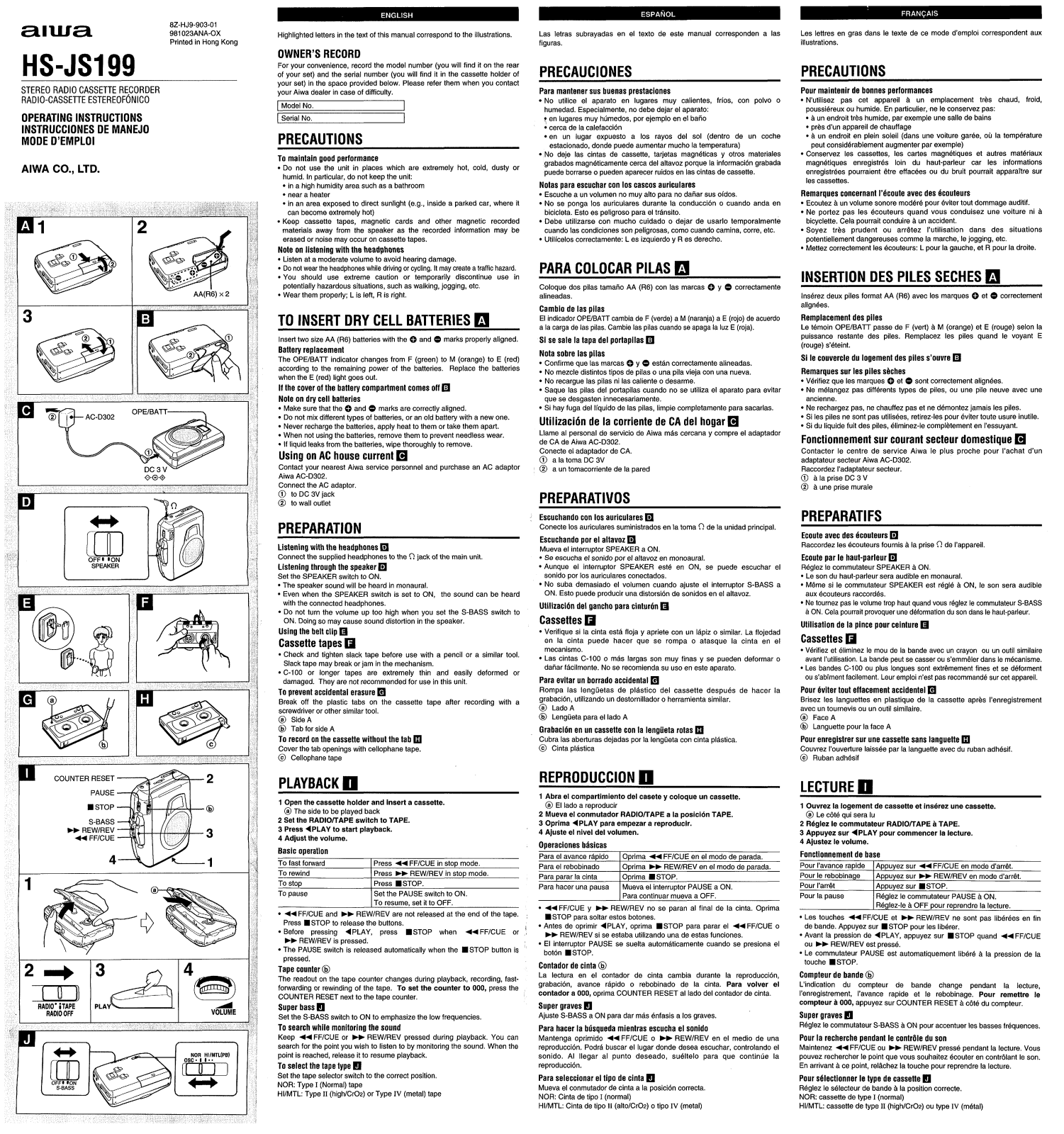 Sony HSJS199 OPERATING MANUAL - ManualMachine.com