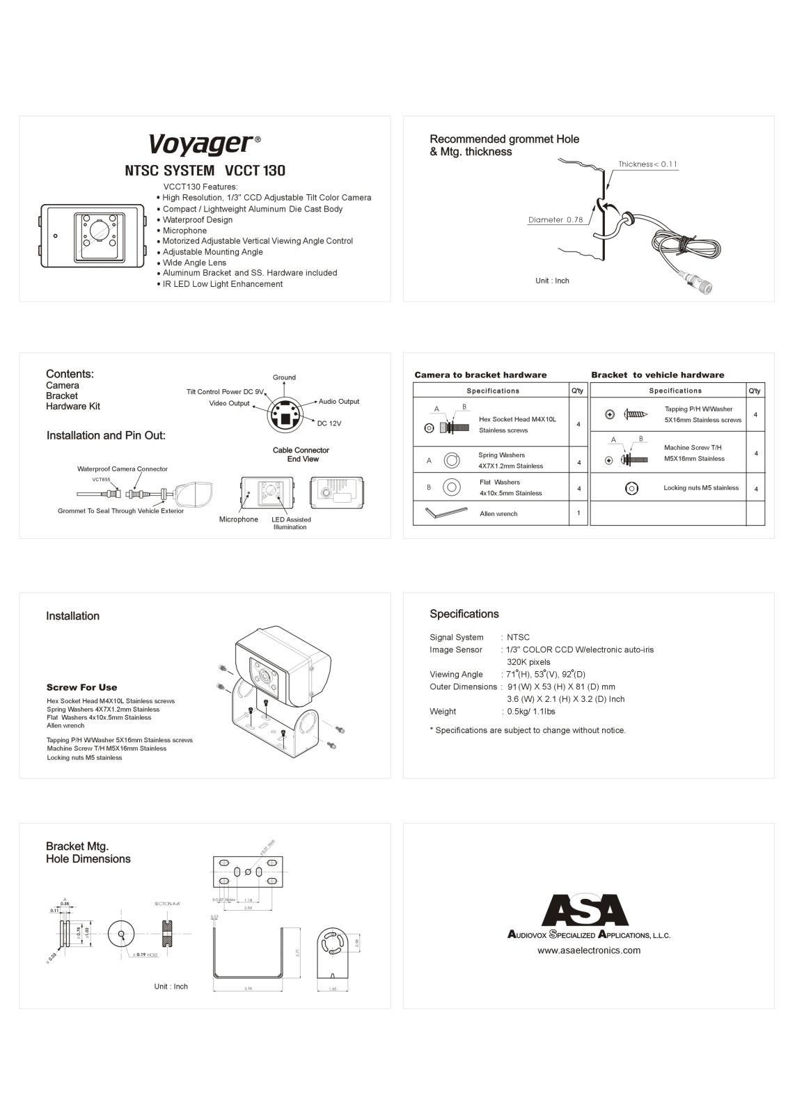 ASA Electronics VCCT130 User Manual