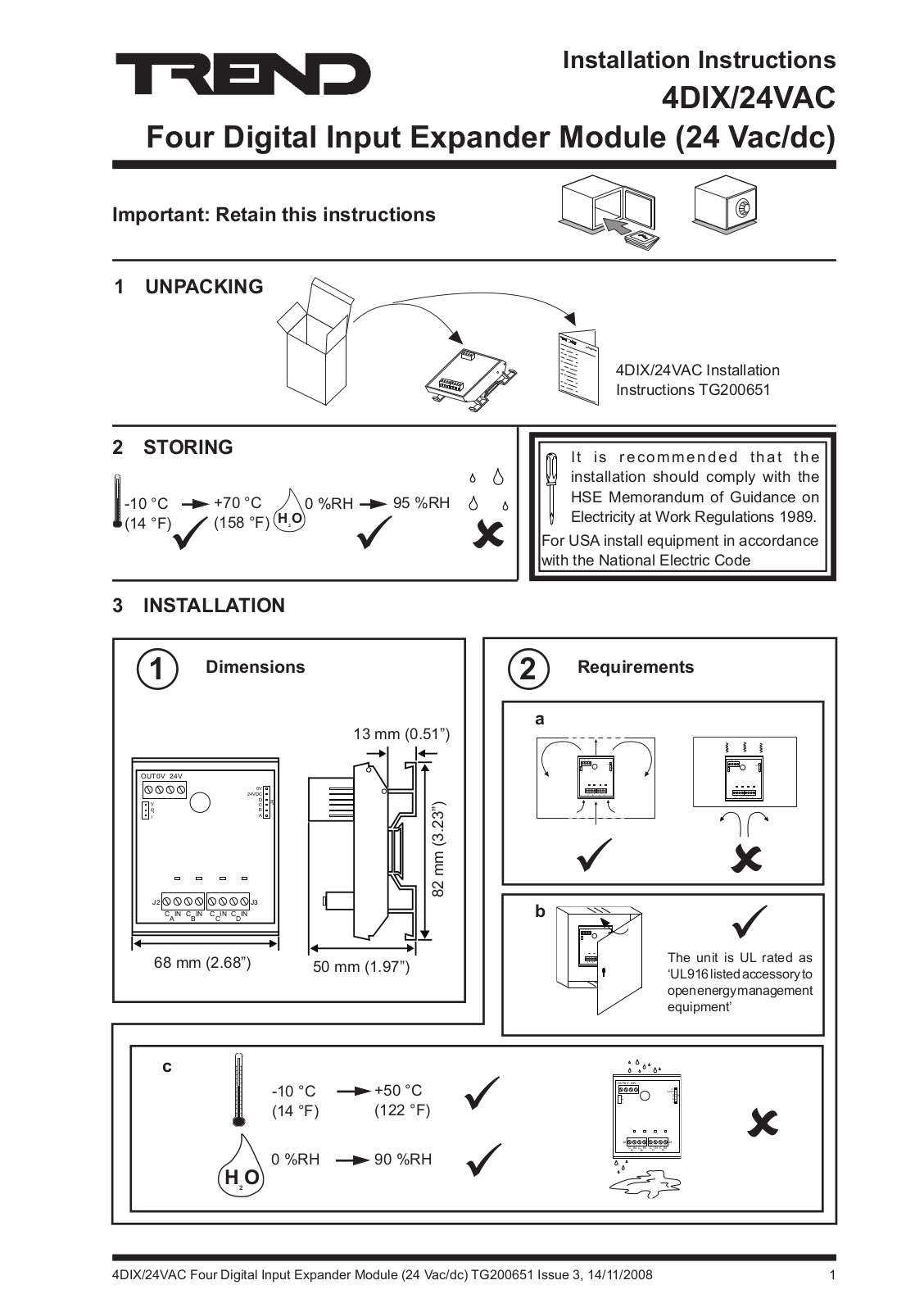 TREND 4DiX-24Vac User Manual