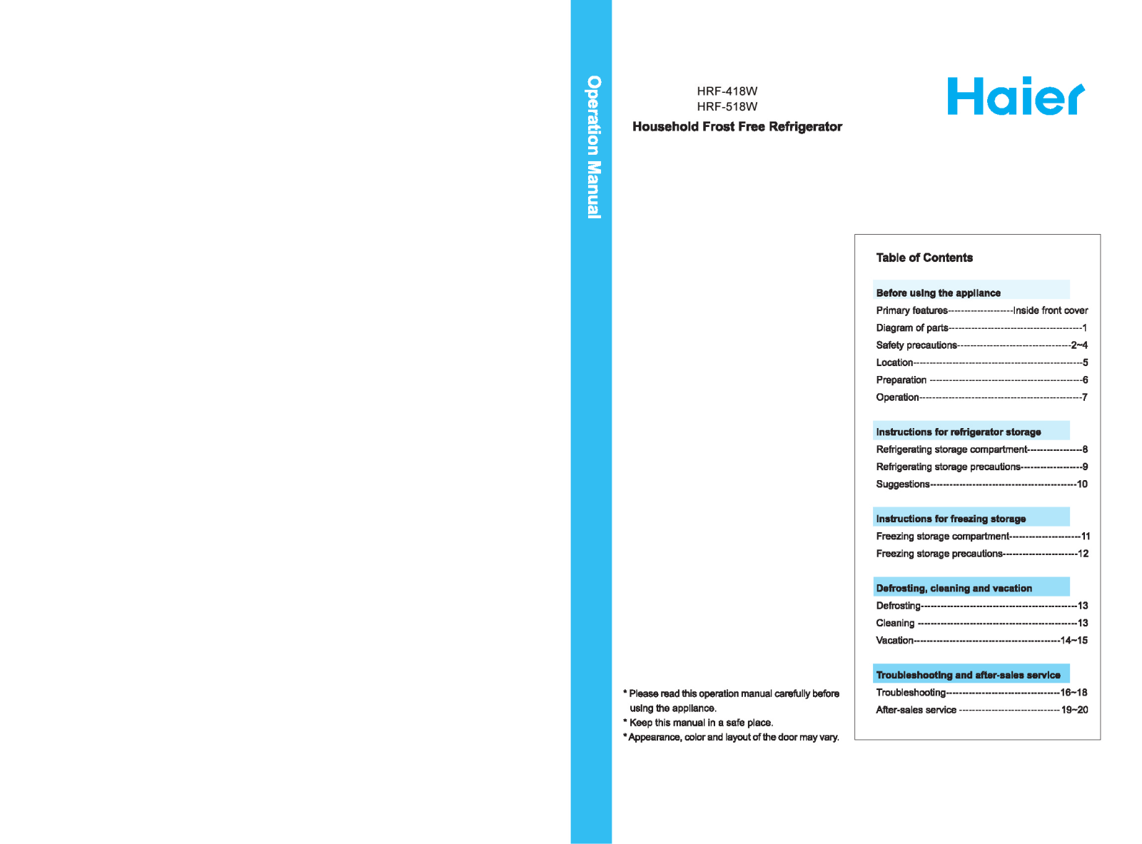 Haier HRF-518W User Manual 2