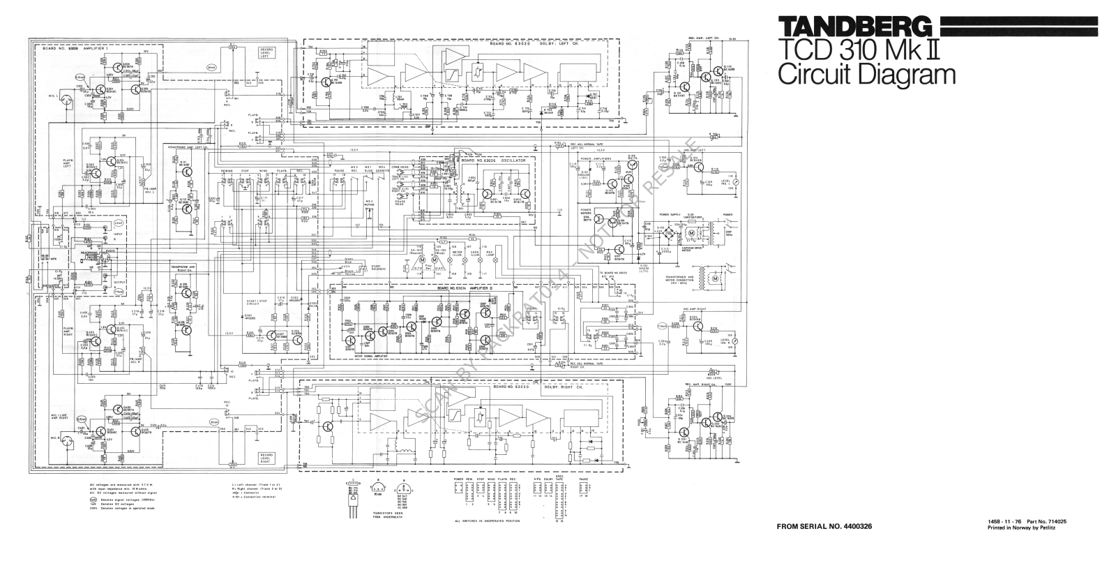 Tandberg TCD-310 Mk2 Stereo Schematic